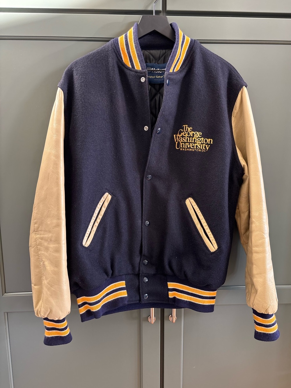 Vintage 90’s Holloway Varsity Jacket,Wool,Leather,George Washington University M